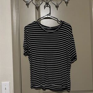 Striped Black and White Women's Short Sleeve Top